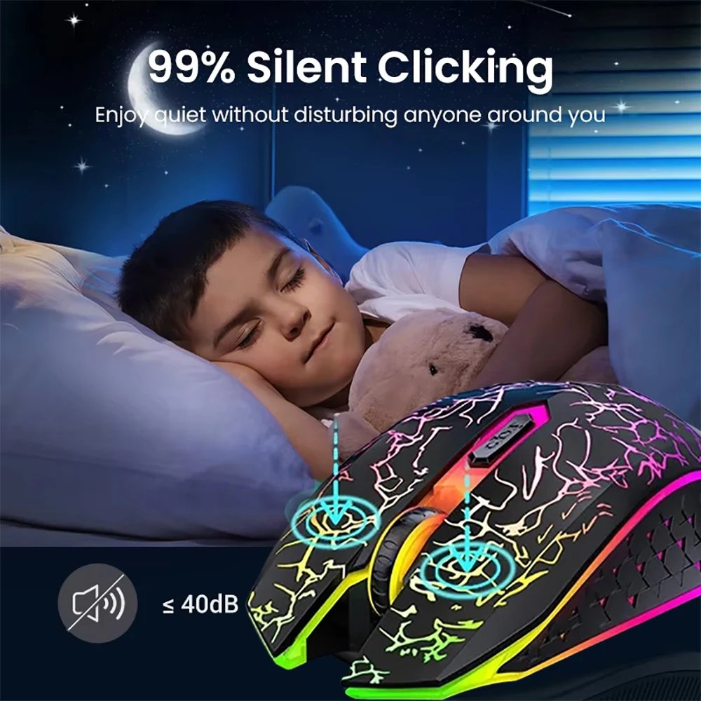 RGB Wireless Gaming Mouse – Bluetooth 5.2 & 2.4G, Silent Click - Image 5