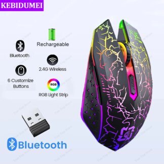 RGB Wireless Gaming Mouse – Bluetooth 5.2 & 2.4G, Silent Click