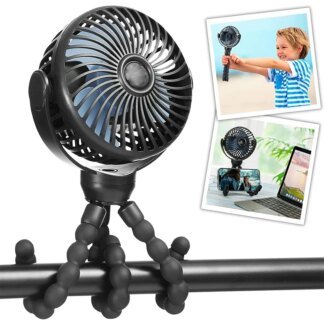 Rechargeable Pram Fan with Phone Holder – 3 Speeds