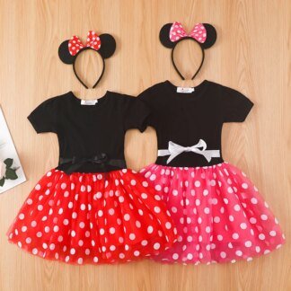 Girls Polka Dot Mouse Ears Dress – Kids Party Costume