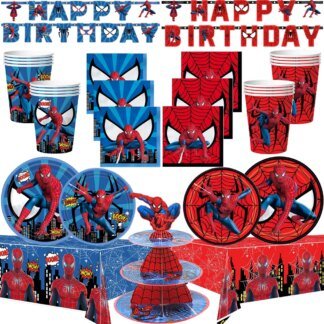 Spider-Man Birthday Party Decorations Set – Tableware & Banner