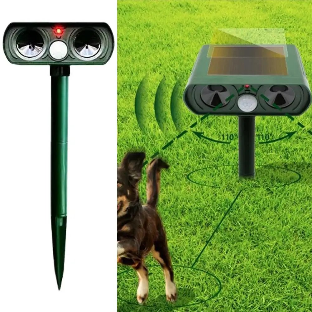 Solar Ultrasonic Cat & Dog Repeller with LED Light