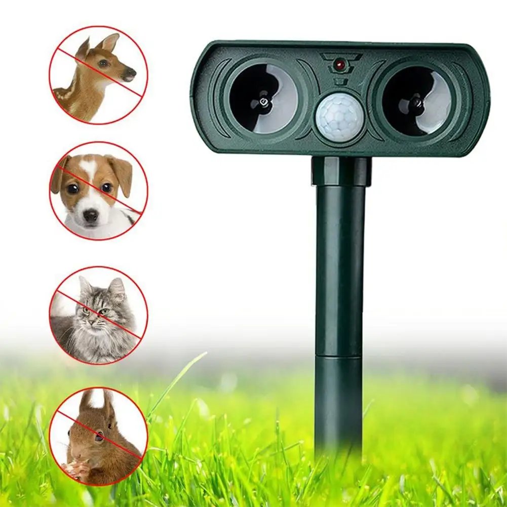 Solar Ultrasonic Cat & Dog Repeller with LED Light