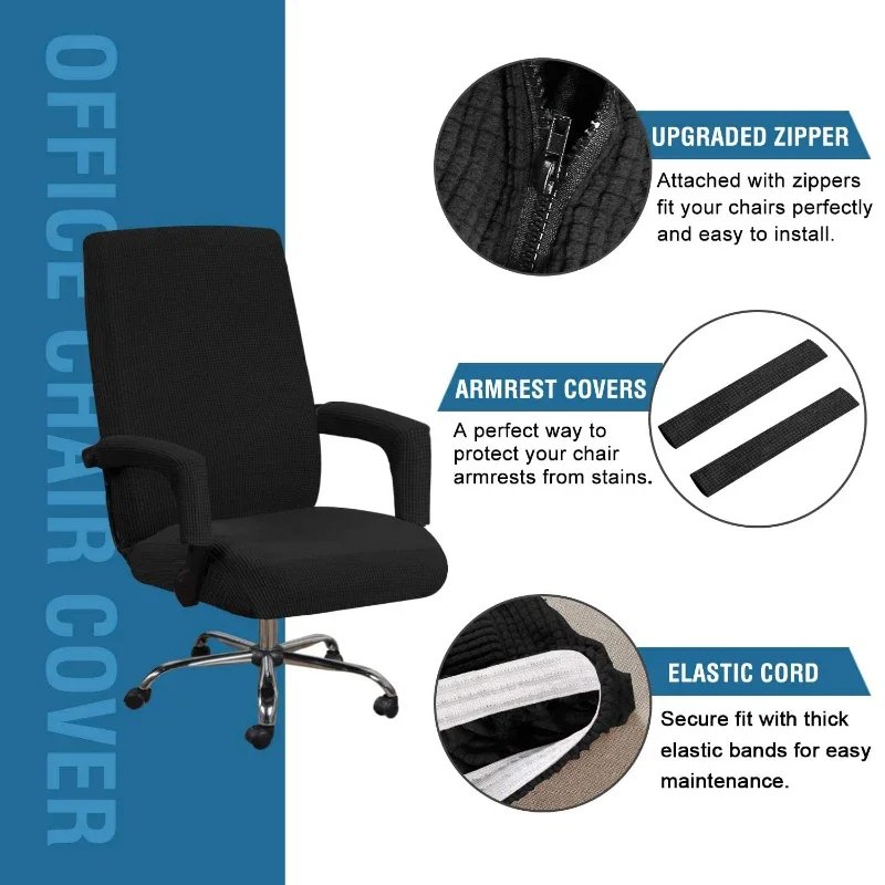 Elastic Office Chair Cover with Armrest Covers – M/L Size - Image 4