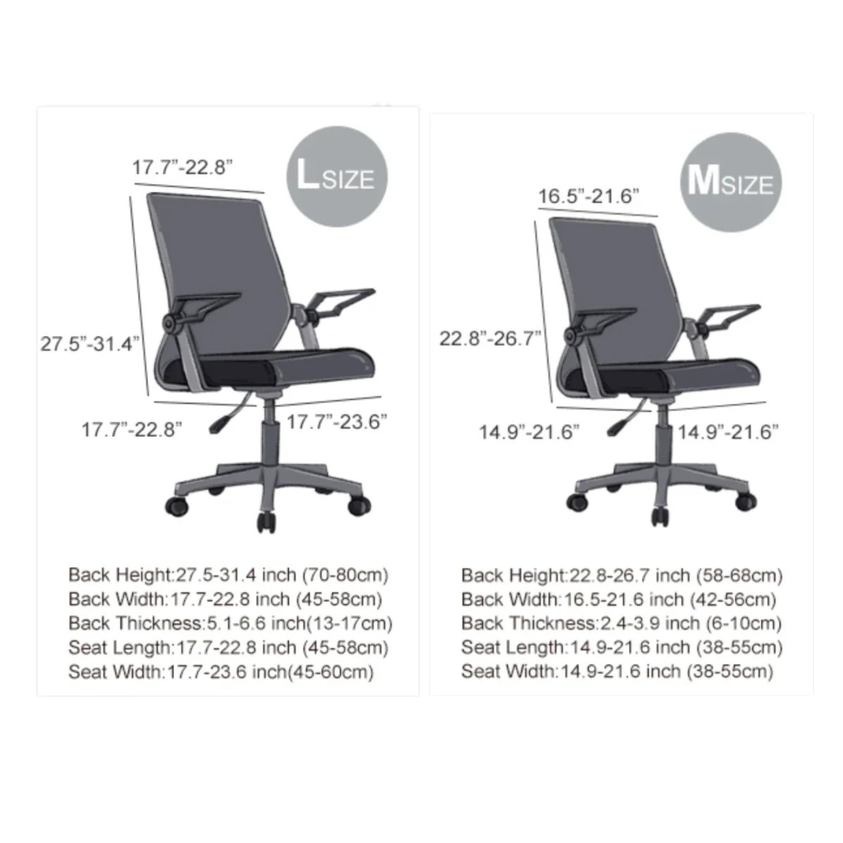 Elastic Office Chair Cover with Armrest Covers – M/L Size - Image 2