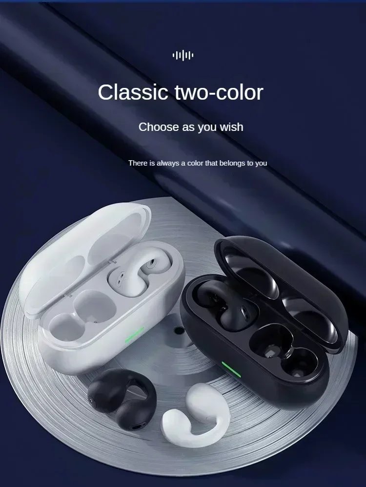 Clip-On Bluetooth 5.3 Earphones with Noise Cancelling & Charging Case