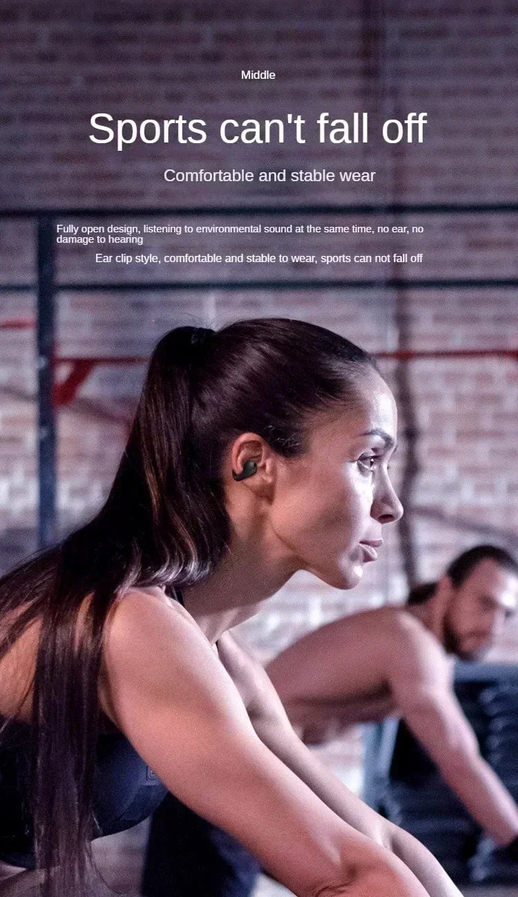 Clip-On Bluetooth 5.3 Earphones with Noise Cancelling & Charging Case