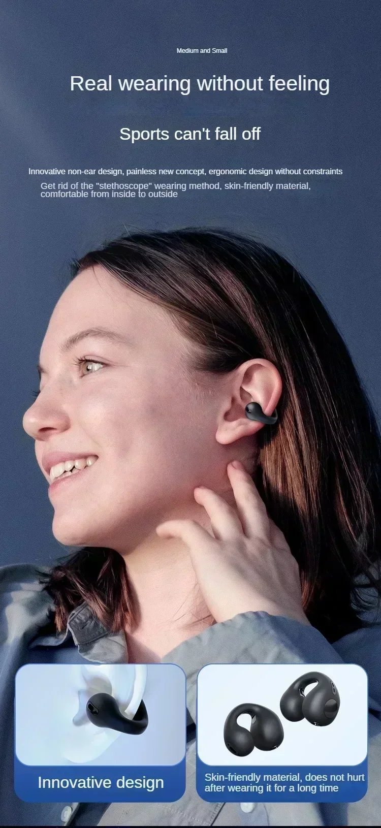 Clip-On Bluetooth 5.3 Earphones with Noise Cancelling & Charging Case