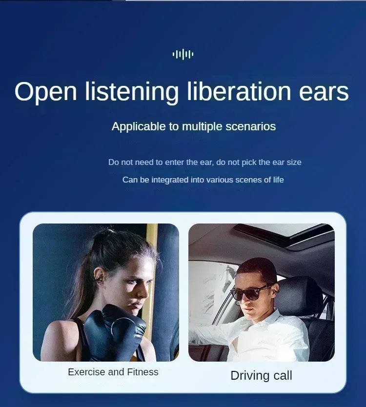 Clip-On Bluetooth 5.3 Earphones with Noise Cancelling & Charging Case