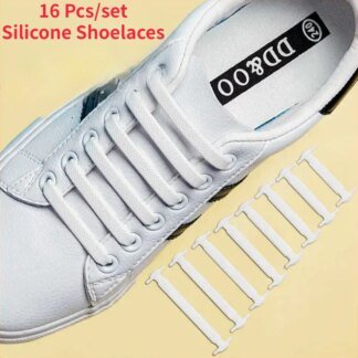 Silicone No-Tie Shoelaces – Elastic Set of 16 (Unisex)