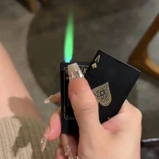 Windproof Poker Butane Lighter with Green Flame – Men's Gift