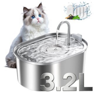 Stainless Steel Cat Water Fountain with Filter – 3.2L