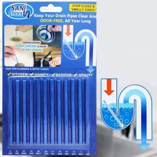 Drain Cleaning Sticks Clog & Odour Remover – 12 Pack