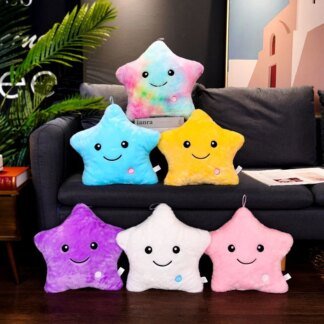 Glowing Star Cushion LED Light Up Plush Pillow for Kids