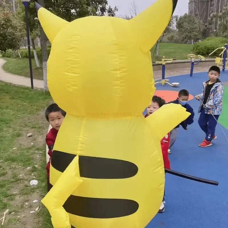 Adults Pikachu Inflatable Cosplay Costumes Blow-up Suit Performance Clothes Halloween Christmas Party Cos Funny Doll Props Gift - Image 4