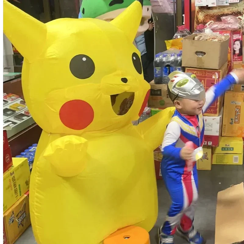 Adults Pikachu Inflatable Cosplay Costumes Blow-up Suit Performance Clothes Halloween Christmas Party Cos Funny Doll Props Gift - Image 3