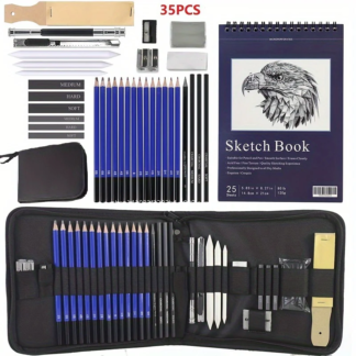 35-Piece Drawing & Sketching Pencil Set with Sketchbook