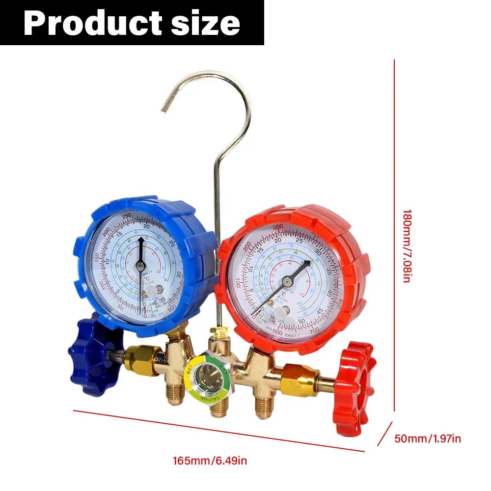 AC Manifold Gauge Set with Hoses – R410A R22 R134A R404A - Image 6
