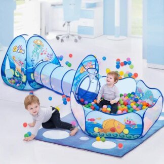 Kids Ball Pit Play Tent with Tunnel & Crawl Tunnel Set