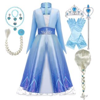 Elsa Frozen Girls Princess Costume Dress – Kids Size 3–10