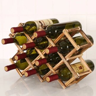 Folding Wooden Wine Rack – 3, 6 or 10 Bottle Holder