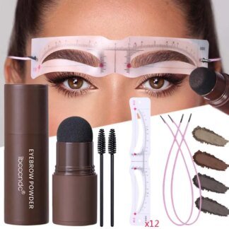 Eyebrow Stamp & Stencil Kit with 12 Shapes – Brown & Black