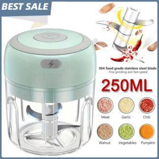Electric Garlic Chopper – 250ml Stainless Steel Mini Food Chopper