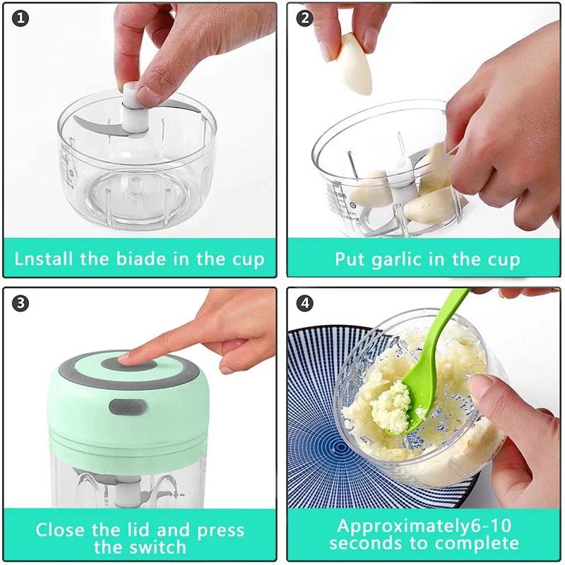 Electric Garlic Chopper – 250ml Stainless Steel Mini Food Chopper - Image 6