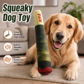 Cigar-Shaped Dog Toy: Must-Have Durable Squeaky Plush Chew