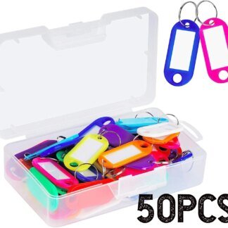 Plastic Key Tags with Split Rings & ID Labels – Pack of 10–50