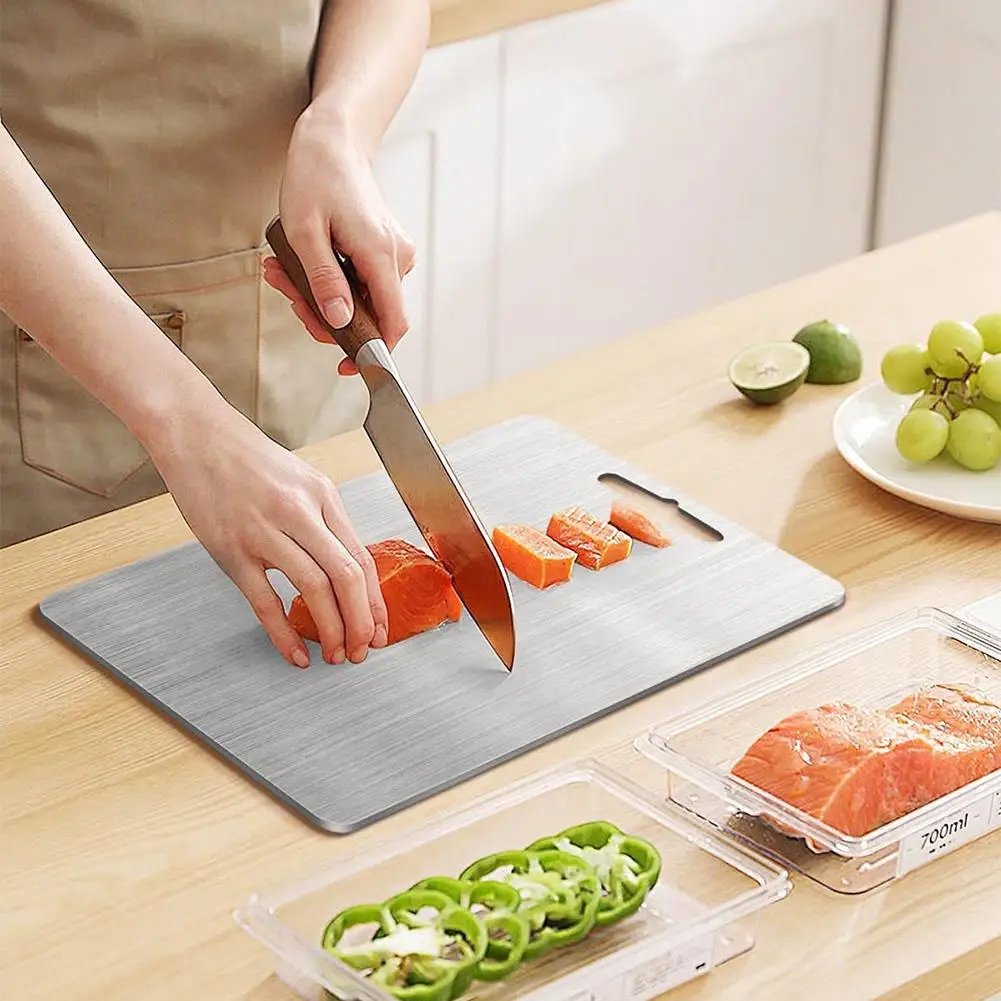 Cutting Boards for Kitchen Stainless Board 304 Steel Thickened Double Sided Food Grade Portable Fruit Meat Chopping - Image 2
