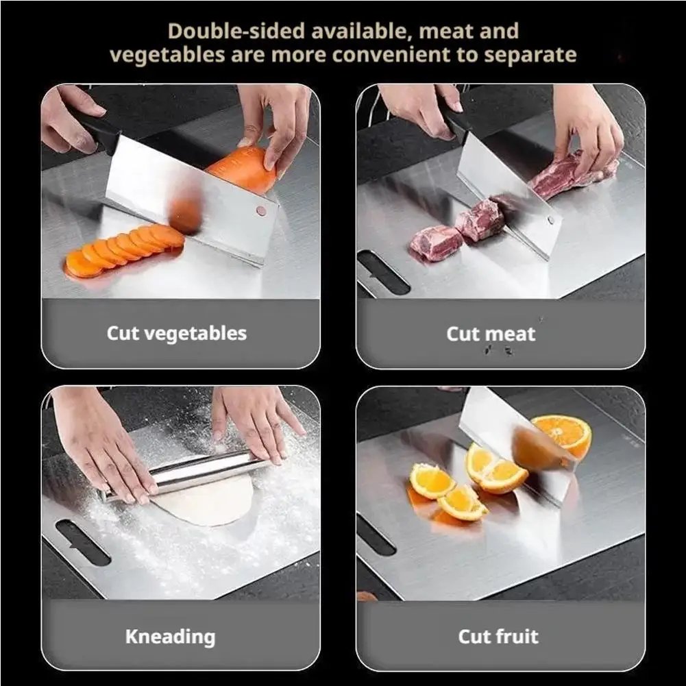 Cutting Boards for Kitchen Stainless Board 304 Steel Thickened Double Sided Food Grade Portable Fruit Meat Chopping - Image 5