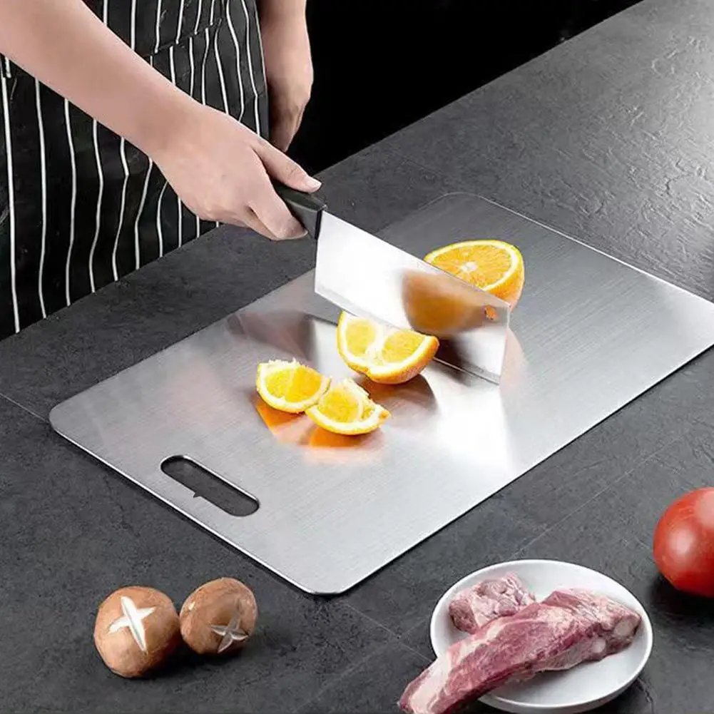 Cutting Boards for Kitchen Stainless Board 304 Steel Thickened Double Sided Food Grade Portable Fruit Meat Chopping - Image 3