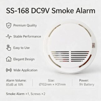 9V Battery Smoke Detector Alarm – 85dB Home Fire Sensor
