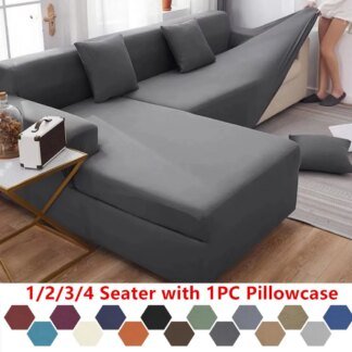 Solid Color Elastic Sofa Covers for Home Living Room Sectional L Shaped Corner Couch Slipcovers Chair Protector 1/2/3/4 Seater