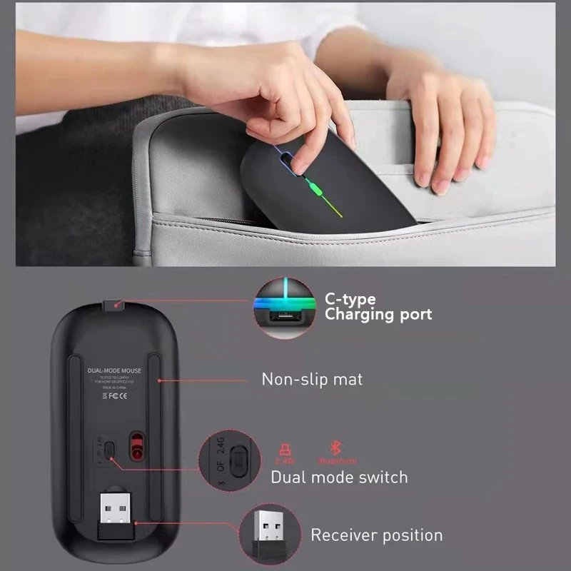 Wireless Mouse: Best Silent RGB Dual-Mode Rechargeable Design - Image 6