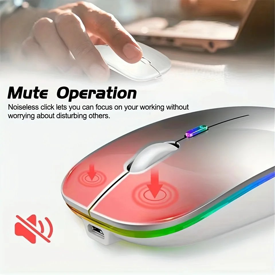 Wireless Mouse: Best Silent RGB Dual-Mode Rechargeable Design - Image 5