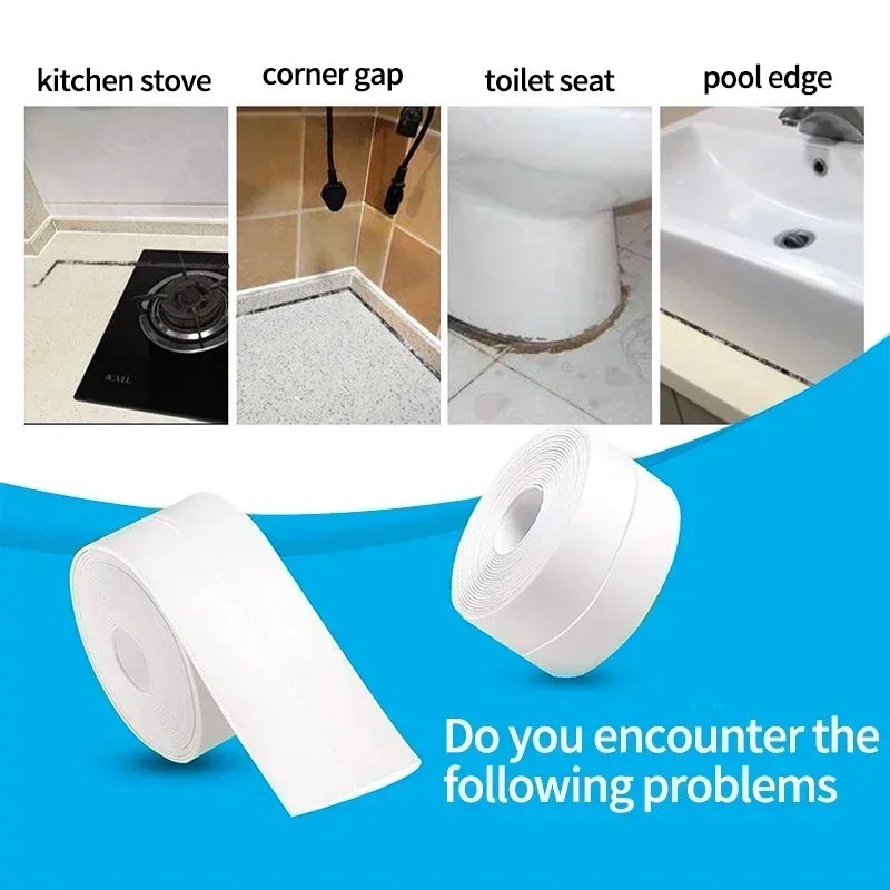 1/2/3.2M Self-adhesive Sealing Tape PVC Oil-Proof Kitchen Sink Edge Caulk Tape Waterproof Bathroom Toilet Corner Wall Stickers - Image 3