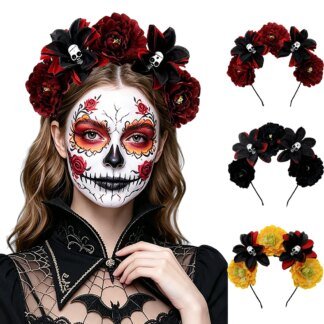 Day of The Dead Skull Flower Headband - Stunning Must-Have Costume Accessory