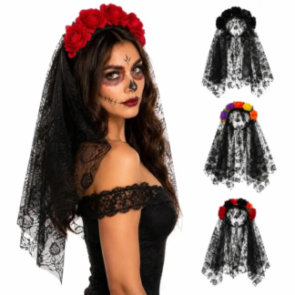 Day of the Dead Flower Headband: Stunning Veil, Best Price