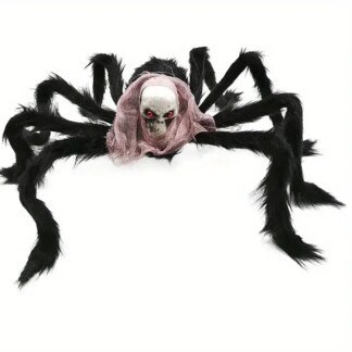 Halloween Decor Simulation Spider Plush Skull Prop - Best Haunted House Must-Have