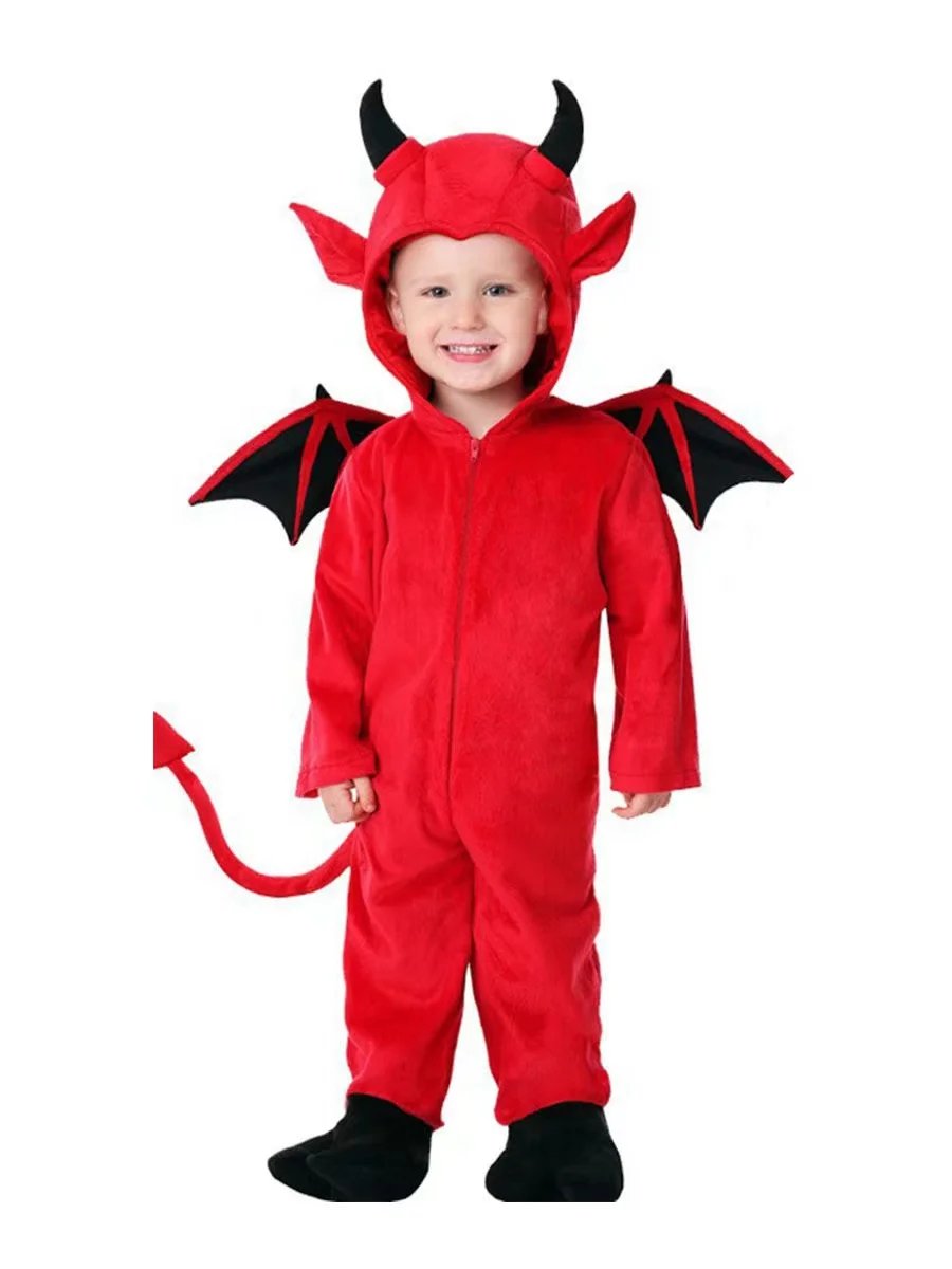 New Halloween Children's Little Devil Satan Cosplay Costume Boy Monster Girls Bat Performance Costume School Party - Image 4