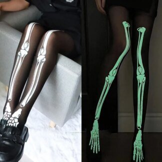 Luminous Skull Stockings Gloves: Must-Have Glow Halloween Set
