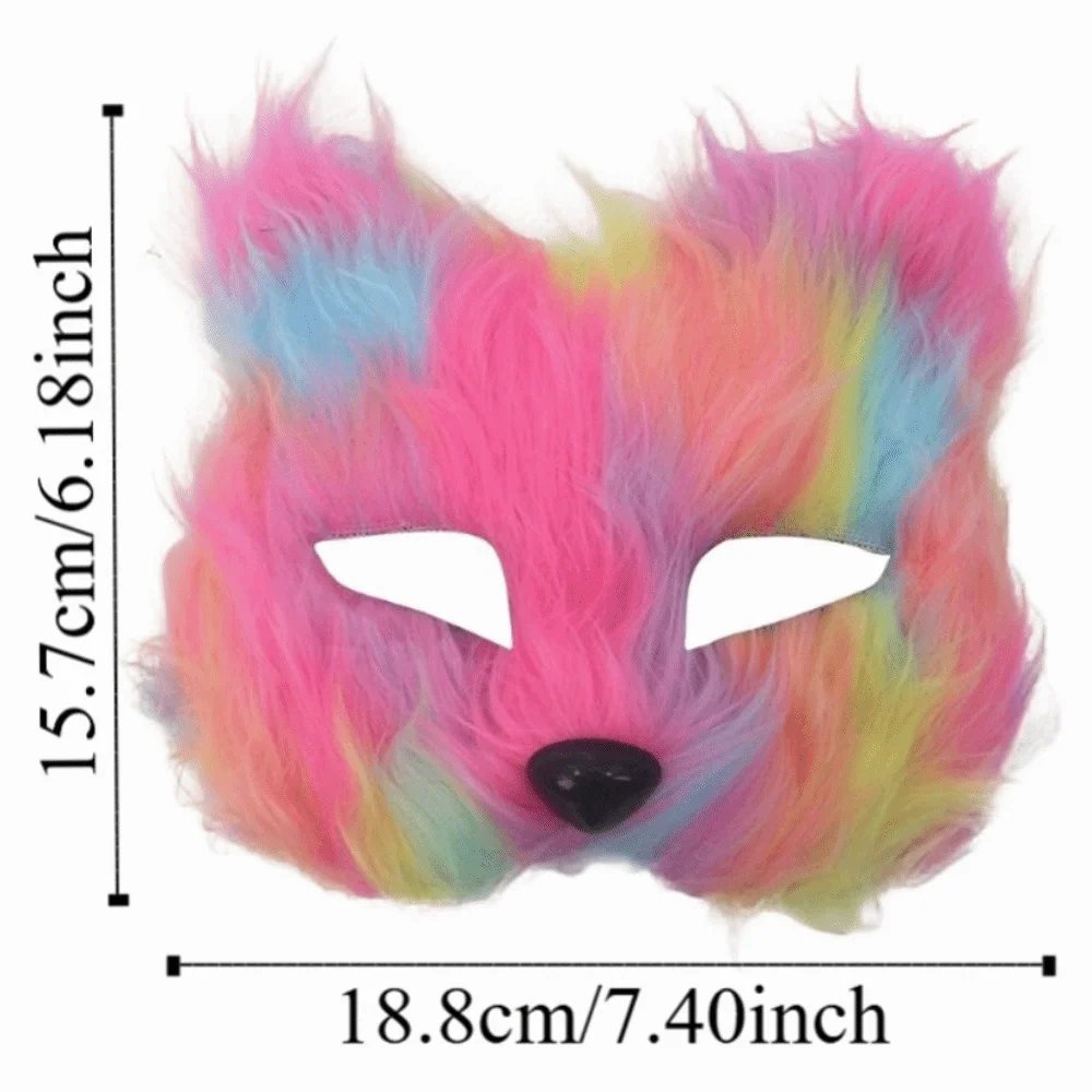 Realistic Plush Cat Mask Animal Cartoon Halloween Plush Masks Long Furry Halloween Decoration Half Face Mask - Image 6