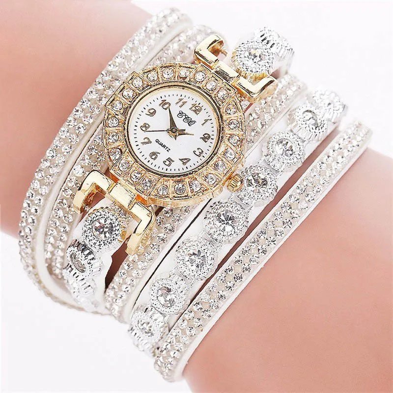 Rhinestone Leather Wrap Quartz Watch: Stunning & Affordable Style - Image 2