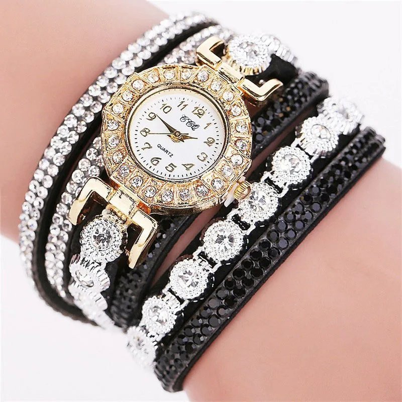 Rhinestone Leather Wrap Quartz Watch: Stunning & Affordable Style - Image 3