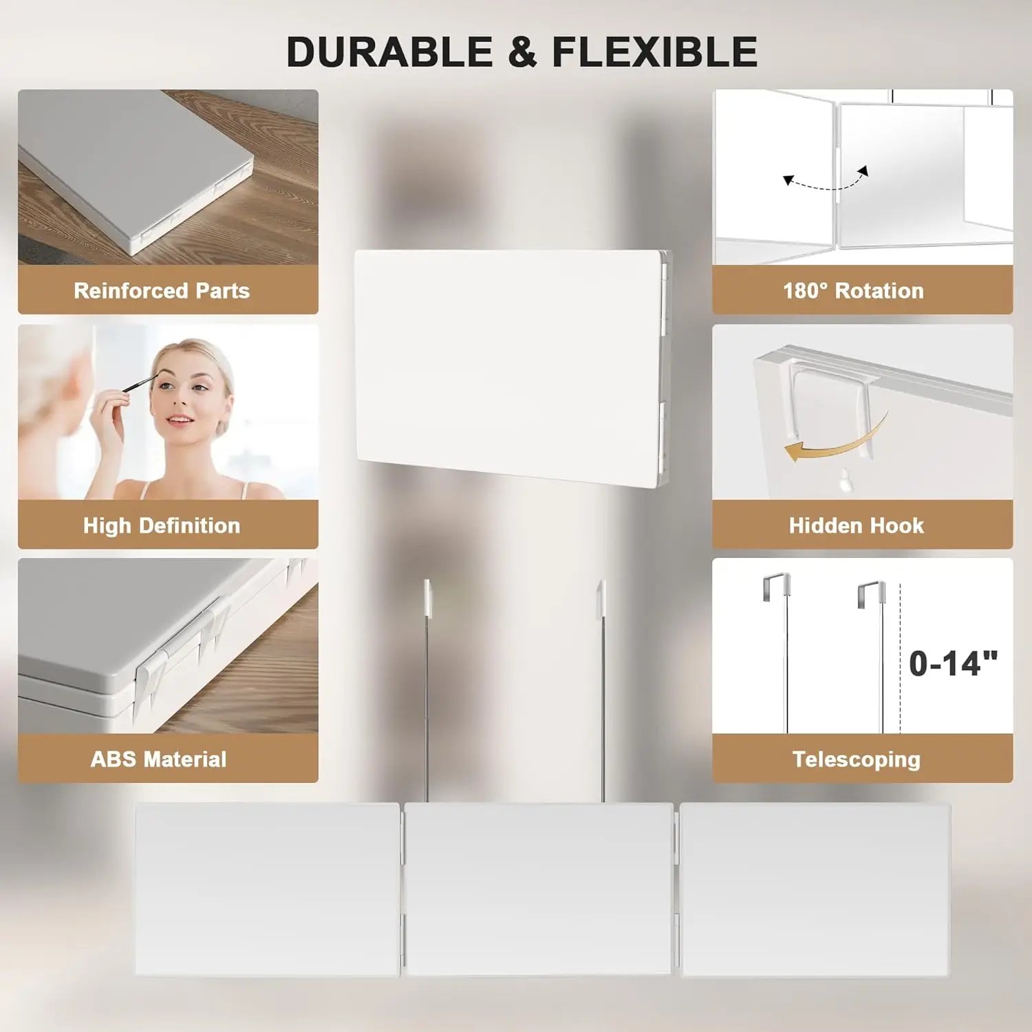 Portable Trifold Vanity Cosmetic Mirror - Must-Have Travel Essential - Image 3
