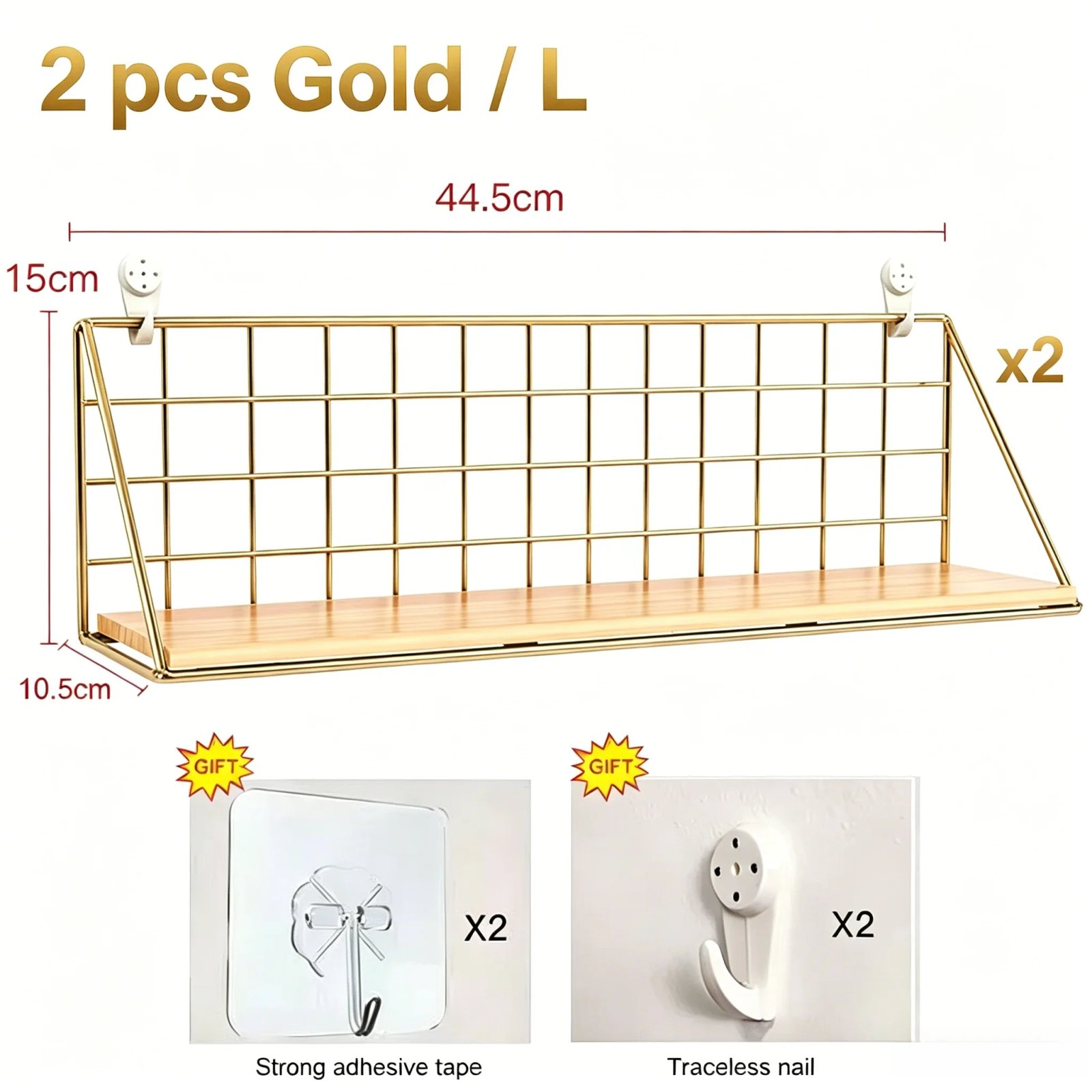 2pcs Gold L
