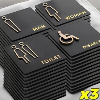 Toilet Door Sign 3D Acrylic 10cm Square Waterproof