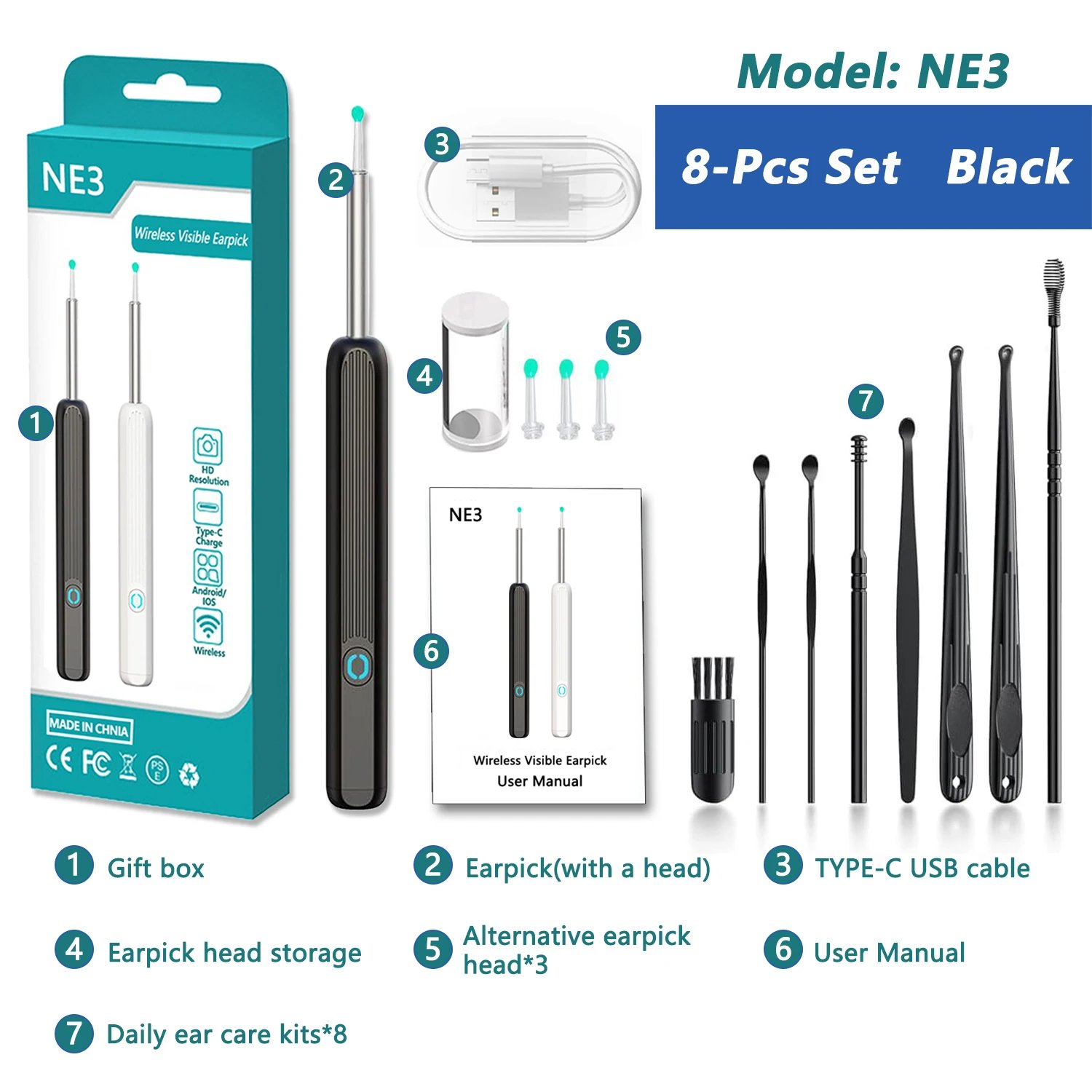 NE3 8Pcs Set Black